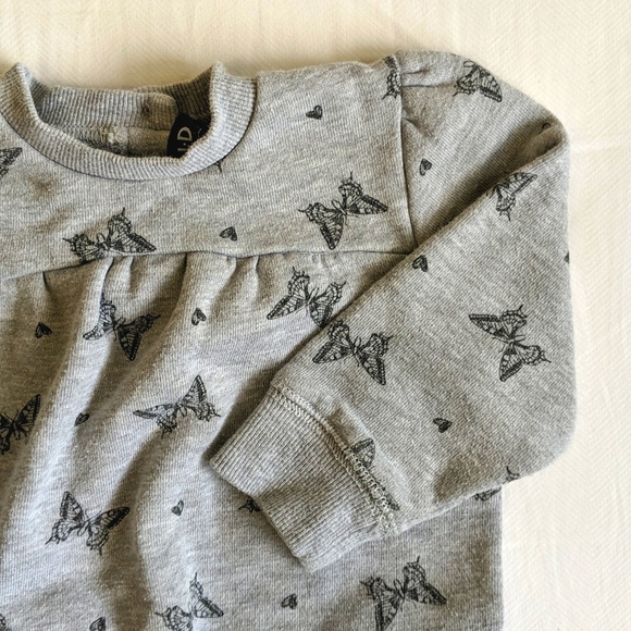 M.I.D. butterfly print heather gray sweatshirt dress tunic 6 months - Picture 7 of 7